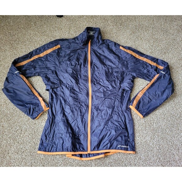 Navy Blue Orange trim BrooksLightweight windbreaker Jacket